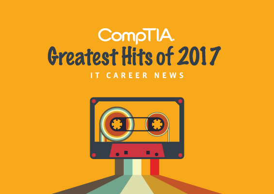 A cassette tape with the words CompTIA Greatest Hits 2017