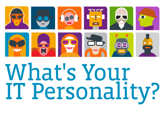 An image with many different characters that says, 'What's Your IT Personality?'