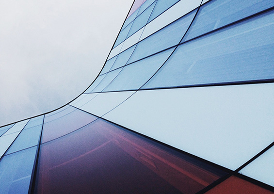 A matrix of red and blue reflective rectangles